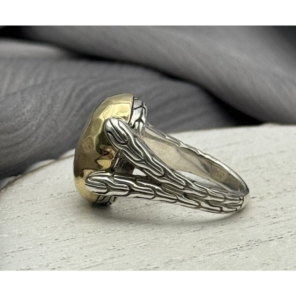 John Hardy 18k & 925 Oval Shape Ring 8.16G / Sz 6 - Picture 3 of 5